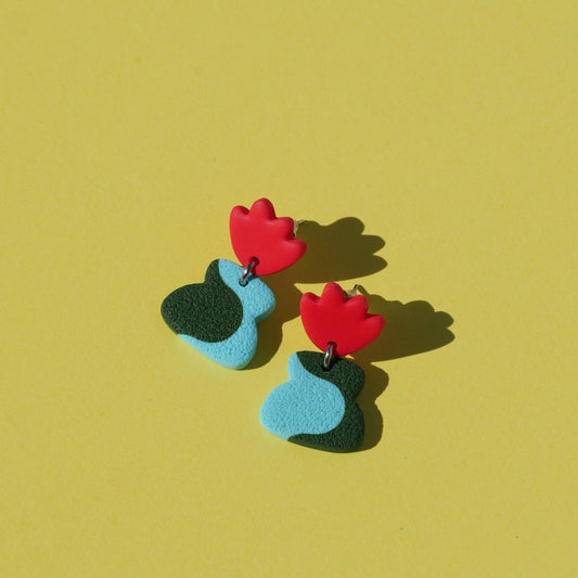 Boucles d'oreilles - vase & fleur | Collection Pétunia