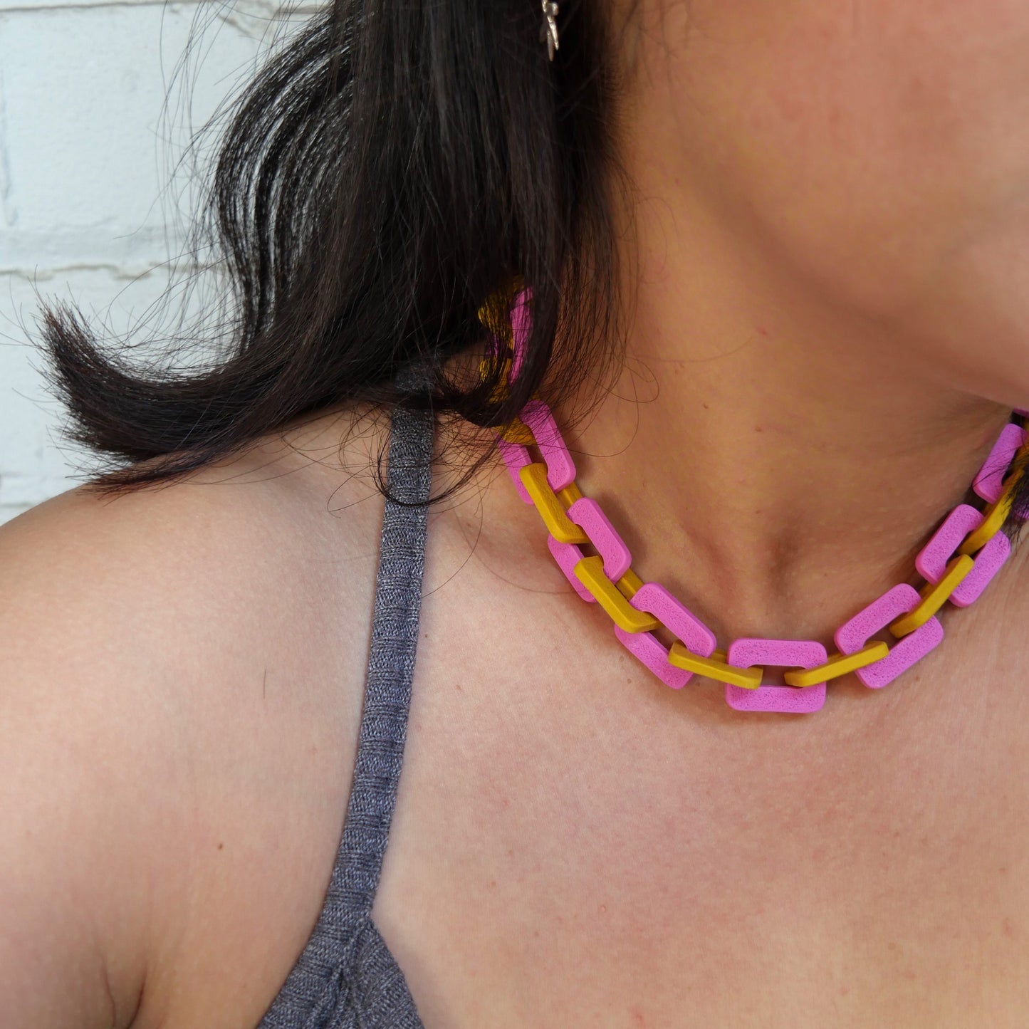 Collier chaîne - rose & jaune | Collection Doris