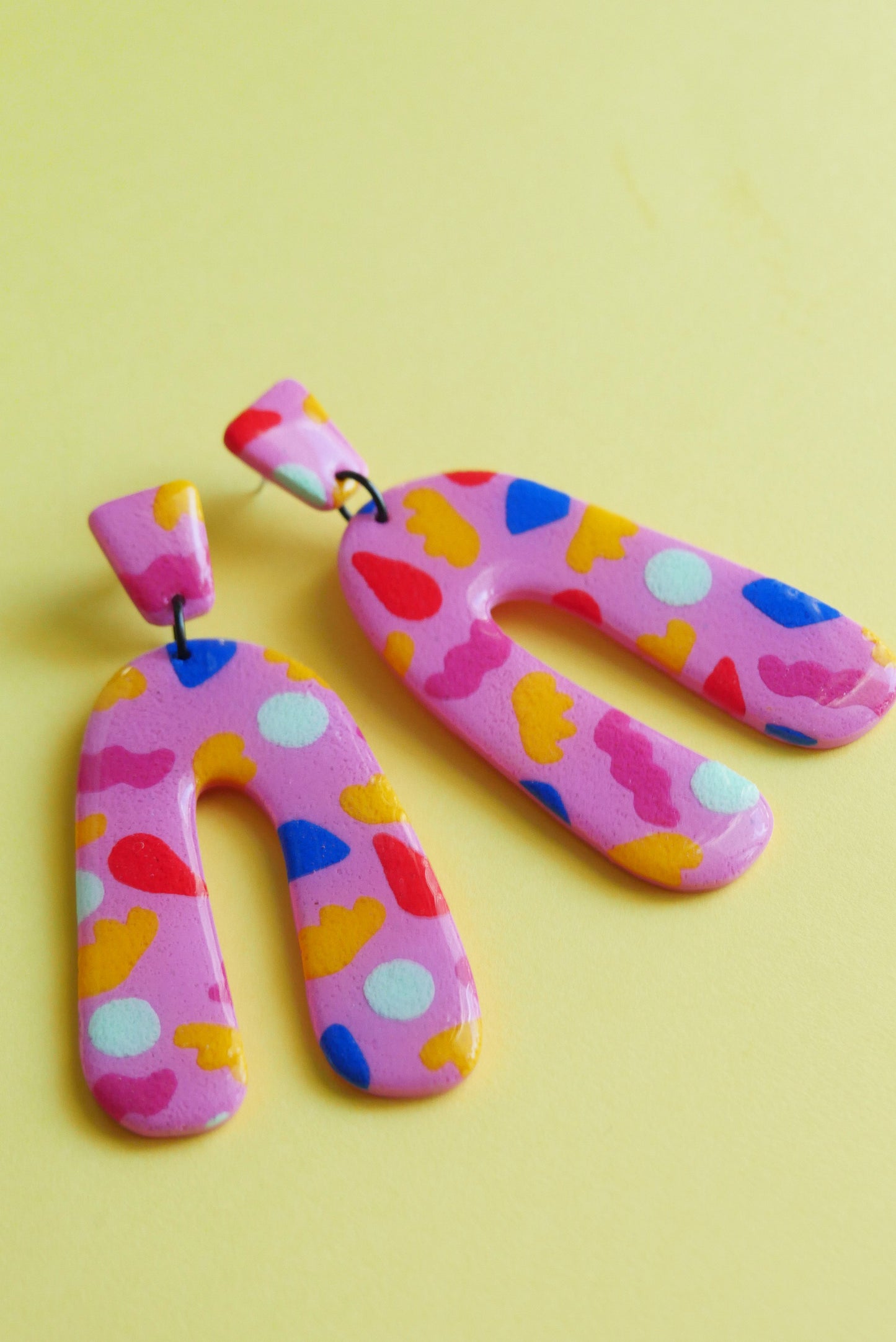 Solveig Polymer Clay Earrings - Arch Pink &amp; Confetti | Permanent Collection