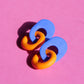 Boucles d'oreilles - géométrique bleu & orange | Collection Lauriette