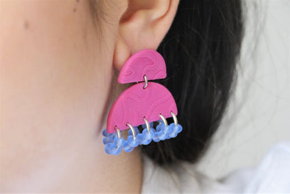 Boucles d'oreilles rose avec perles | Soldes